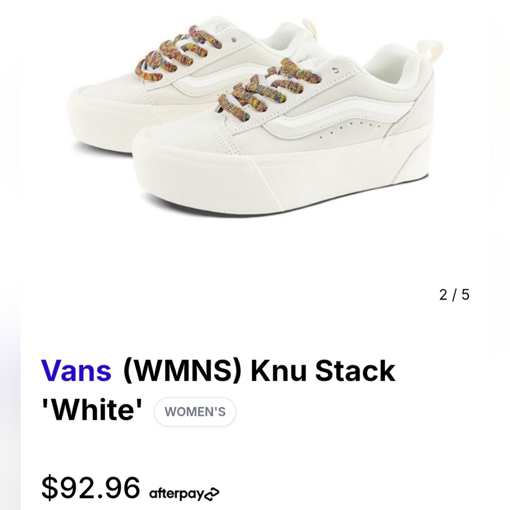 New Vans Women's Knu Stack White Sneakers, Womens 9.5, Mens 8.